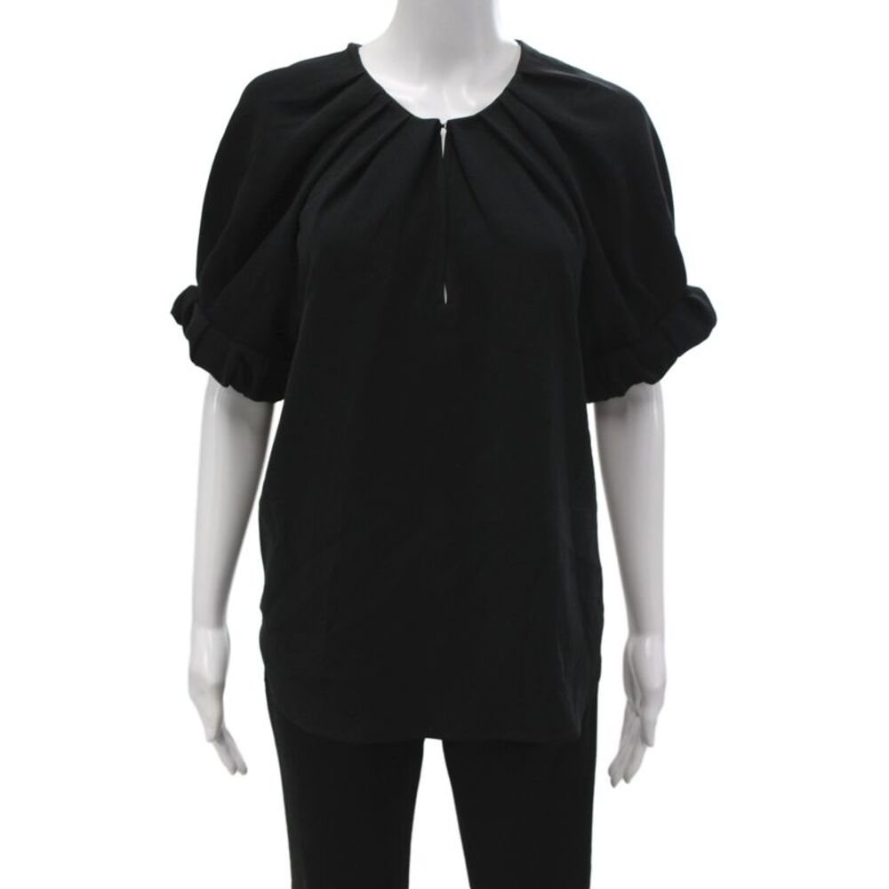 ALC Womens Black Tunic Blouse Short Sleeve Round Neck Size 6